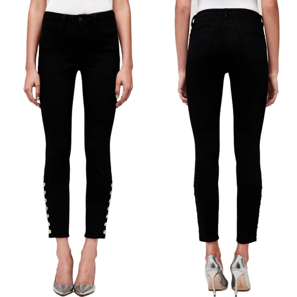 NWOT L'AGENCE Piper High Rise Skinny in Saturated Black Sz. 25 - Picture 1 of 9